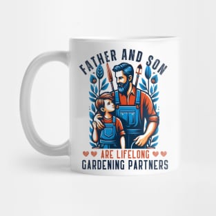 Father and son gardening partners for life, matching family Mug